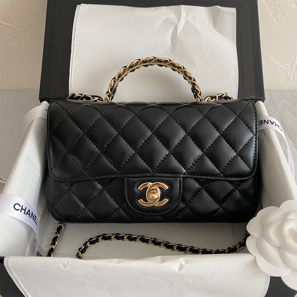 Ch*el mini flap with top handle