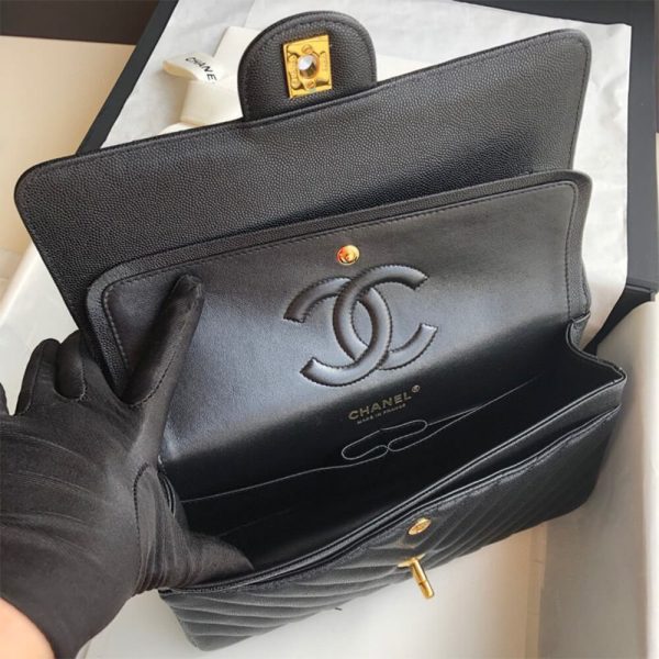 Ch*el classic chevron medium flap